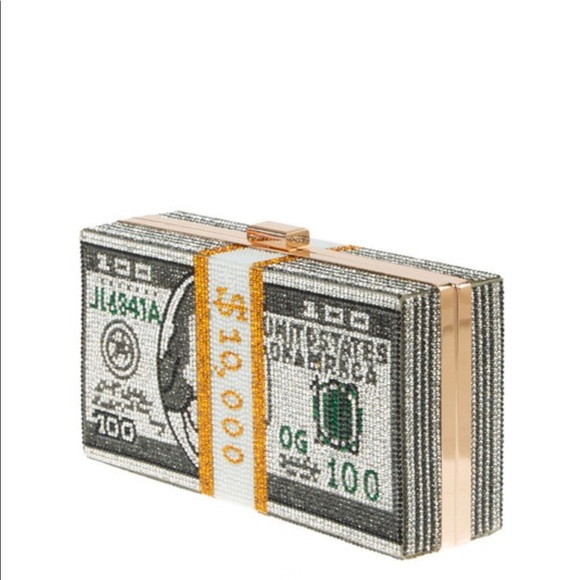 •Bank Roll Betty• Money Stacks Rhinestone Clutch - Picture 2 of 6